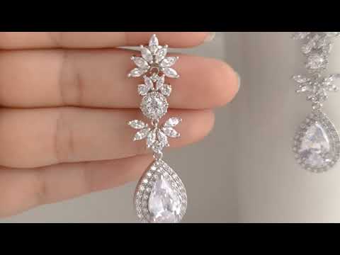 Sparkly Cubic Zirconia Bridal Earrings for Your Wedding-Poetry