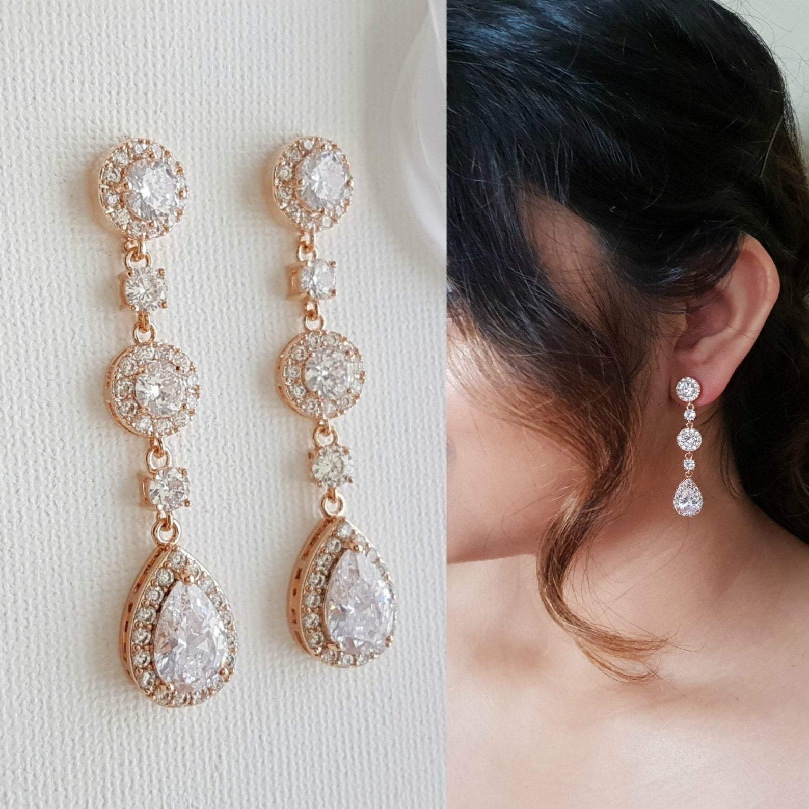 Champagne Bridal Earrings, Victorian Drop Earrings, Gold Wedding Earrings,  Chandelier Bridal Earrings, Long Dangle Earrings, Bridal Jewelry - Etsy