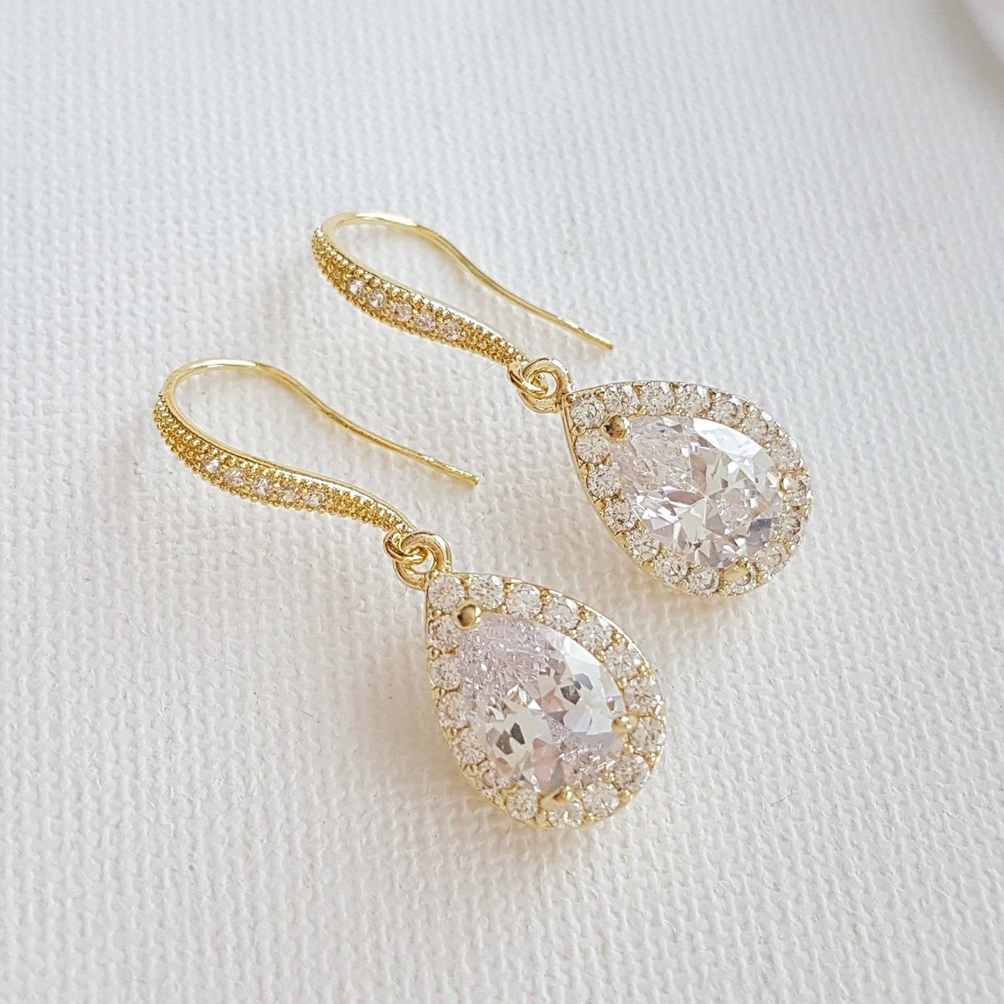 Boucles d'oreilles pendantes et collier en or rose - Emma