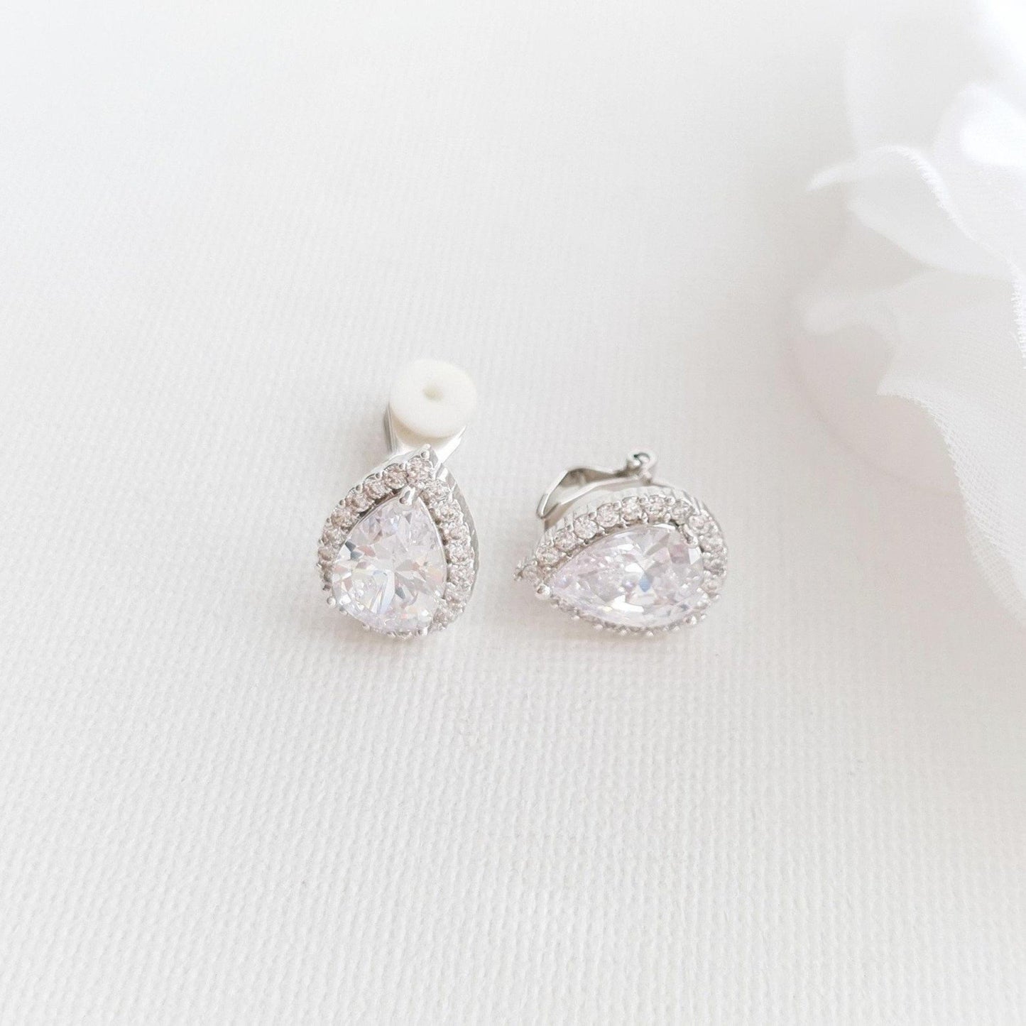 Clip On Bridal Stud Earrings for Weddings,Prom Bridesmaids- Poetry Designs