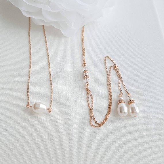 Simple Back Necklace in Rose Gold - June - PoetryDesigns