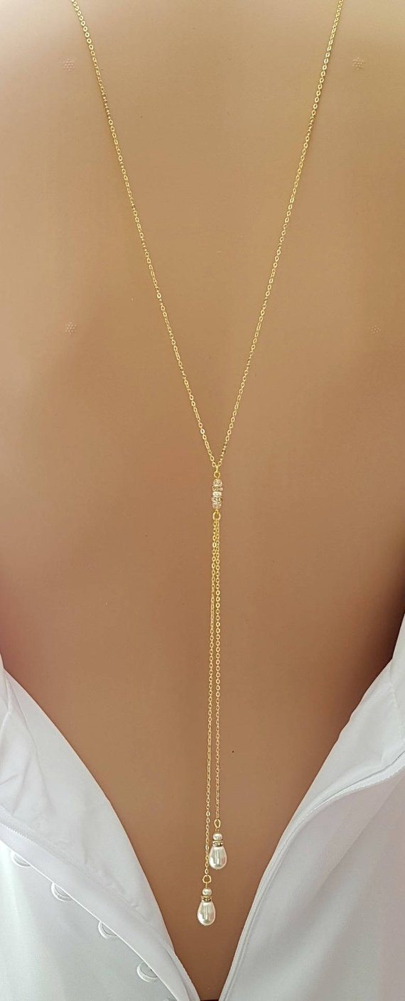 Amazon.com: Yheakne Wedding Crystal Backdrop Necklace Gold CZ Y Lariat  Necklace Chain Long Rhinestone Y Necklace Bridal Back Necklace Body Jewelry  for Women and Girls: Clothing, Shoes & Jewelry