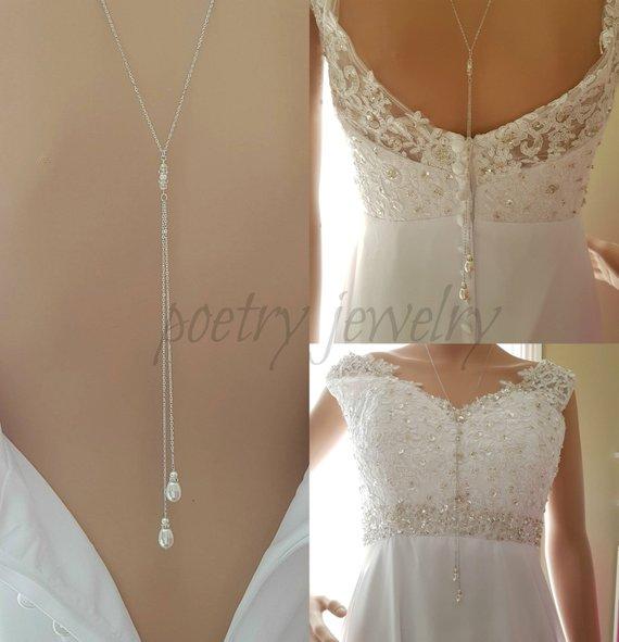 Bridal Rose Gold Back Jewelry Clip onto Dress | Y Lariat Back Necklace –  AMYO Bridal