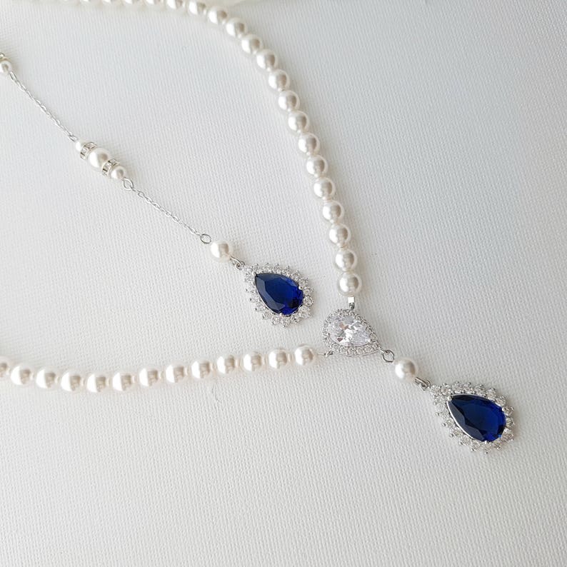 Collier de perles de mariée avec quelque chose de bleu - Aoi