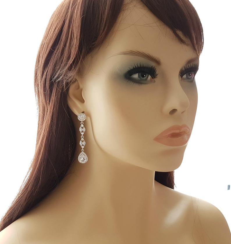 Long Crystal Earrings-Hayley