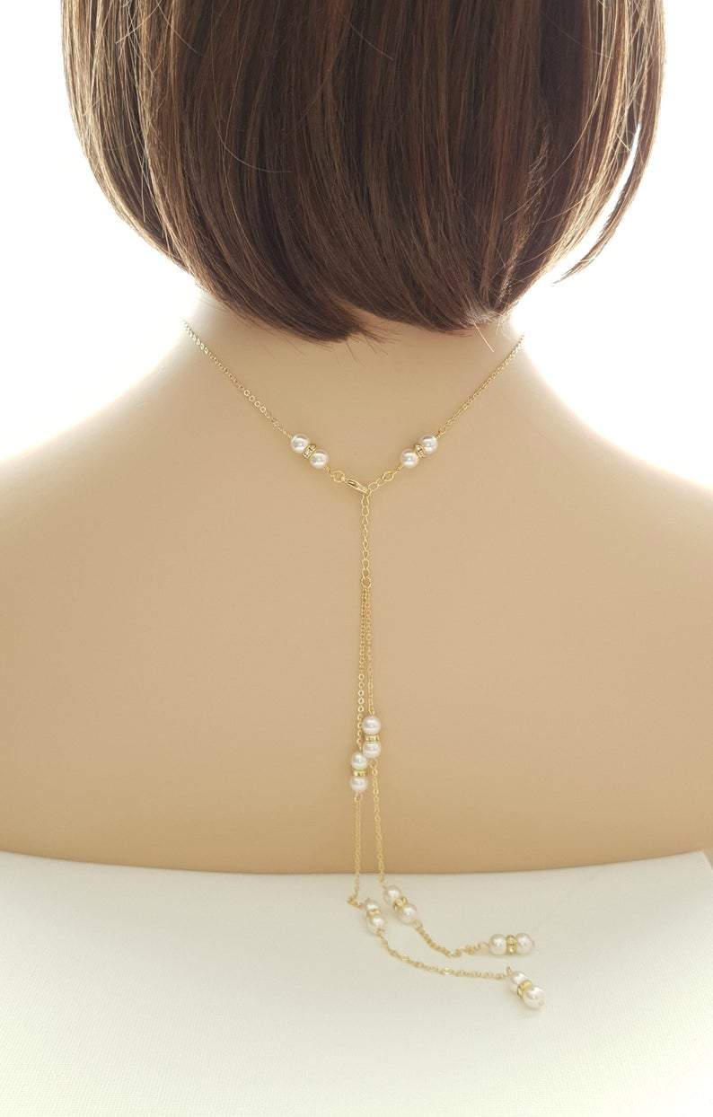 Pearl Backdrop Wedding Necklace-Ava - PoetryDesigns