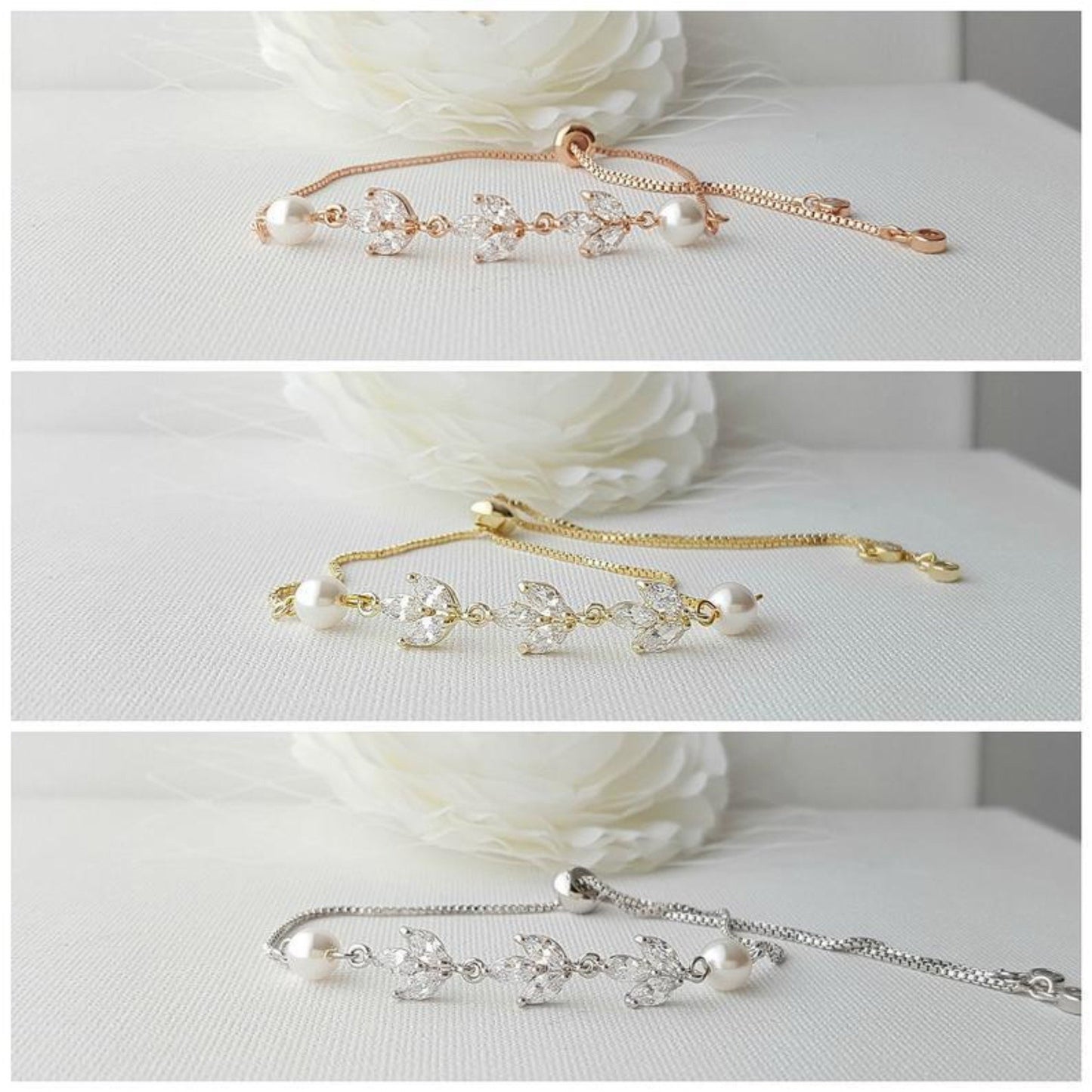 Jewelry Set for brides in Simple Design- Rose Gold- Leila - PoetryDesigns