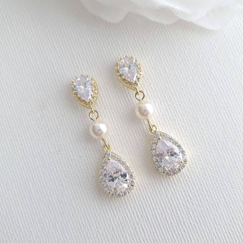Rose gold and Pearl Earrings-Emma