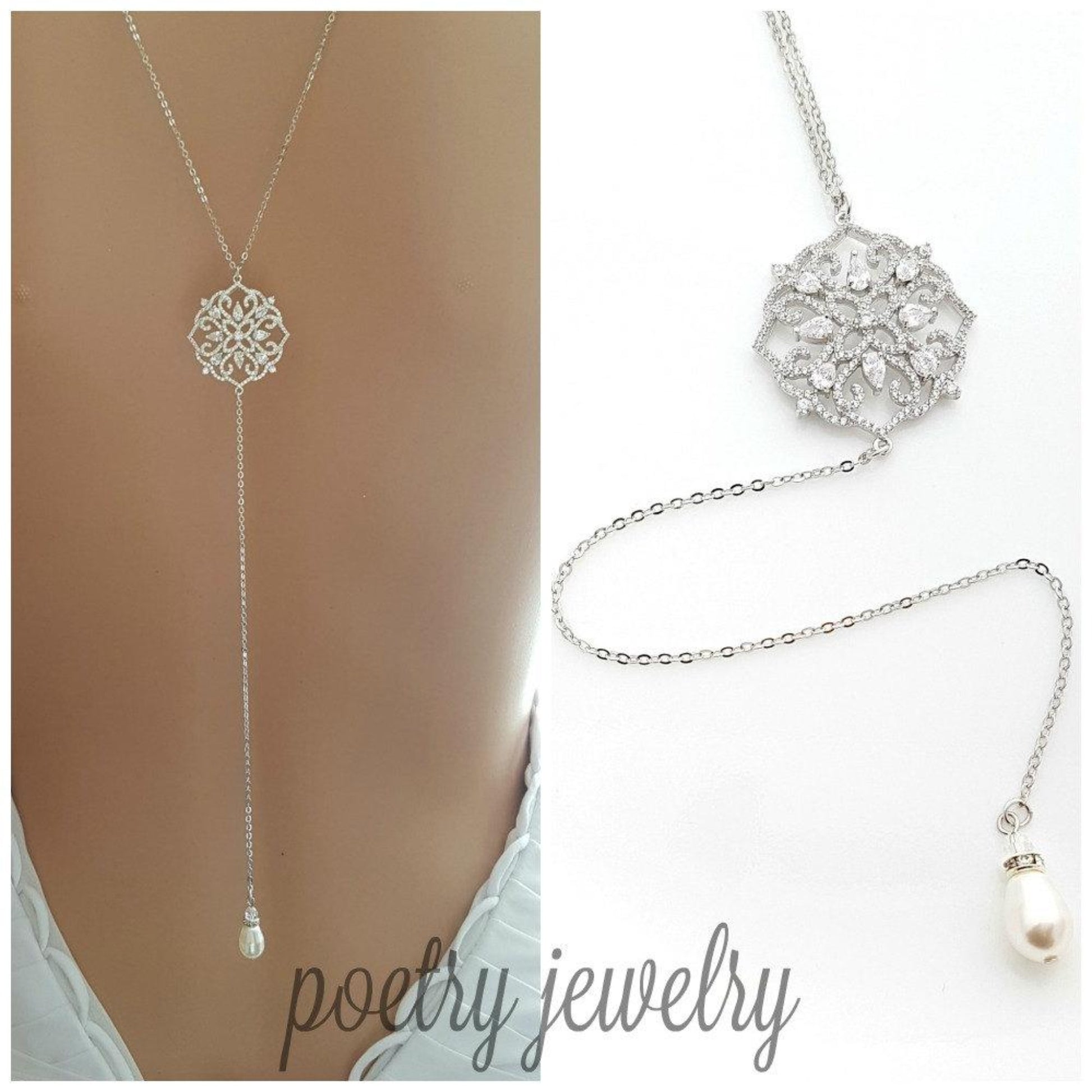 Long Back Necklace | Prom,Wedding Backdrop Necklace for Backless Dress PoetryDesigns Long Back Necklace | Prom,Wedding Backdrop Necklace for Backless Dress PoetryDesigns