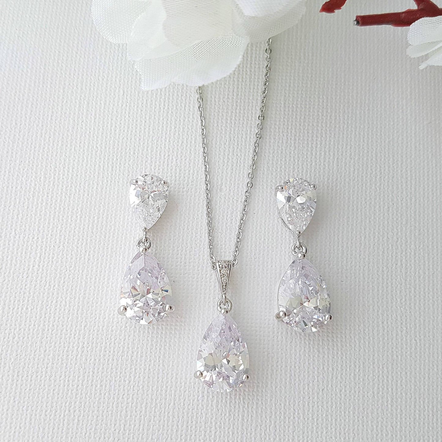 Crystal Bridal Jewelry with Earrings Necklace Set- Poetry Designs