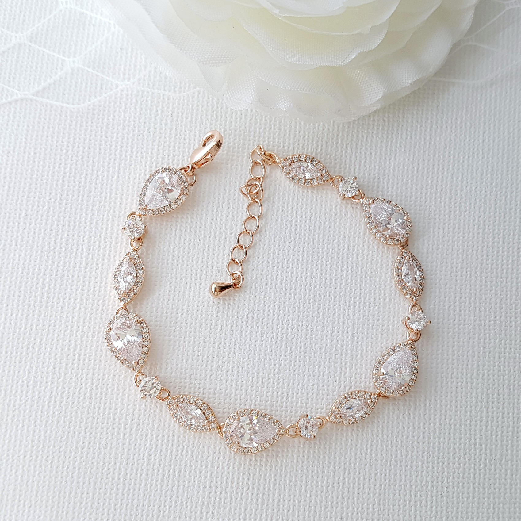 Sparkly Rose Gold Bridal Bracelet- Poetry Designs