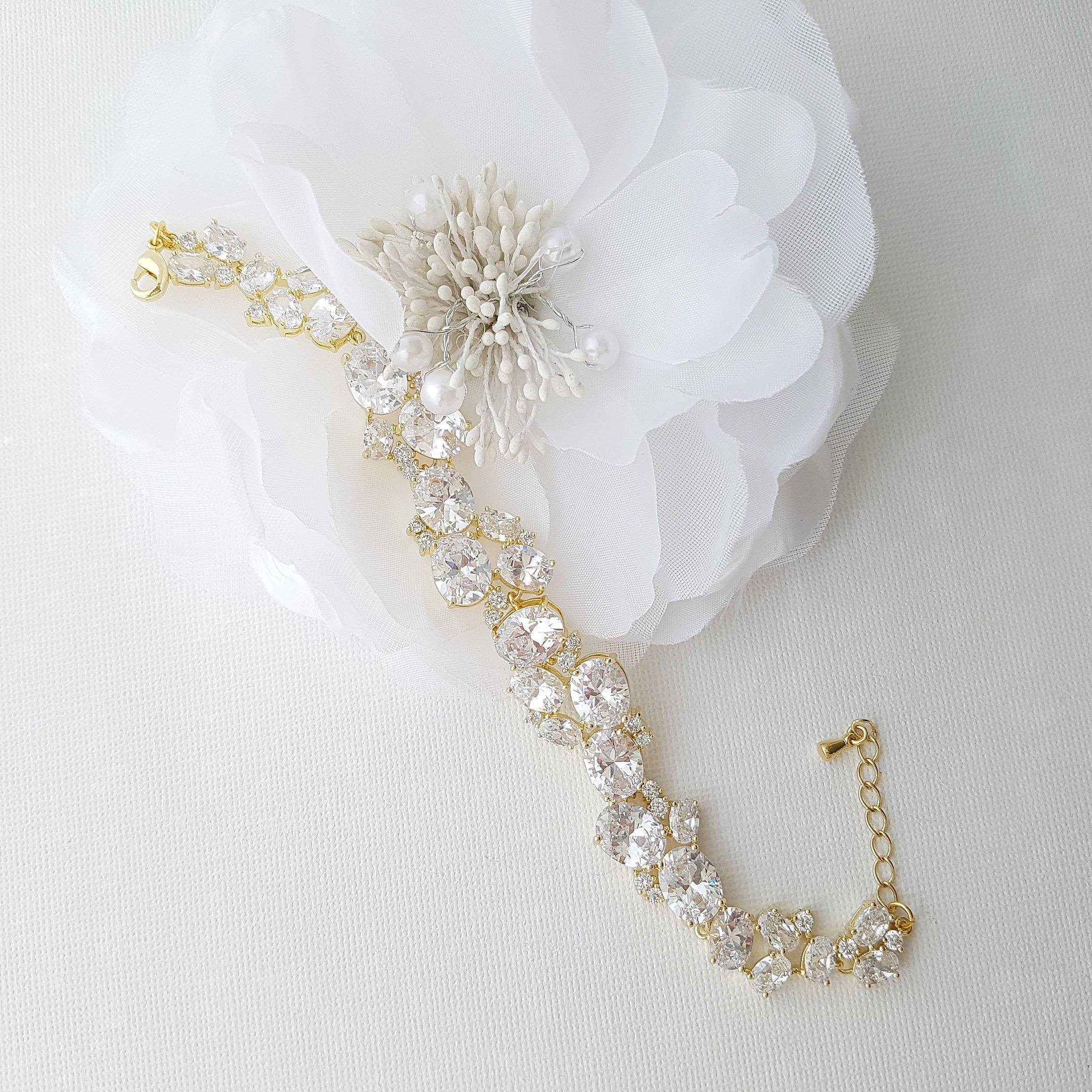 Buy Gold Crystal Wedding Bracelet in Marquis Tennis Bracelet Style- Adorn A  Bride - Wholesale Bridal Jewelry
