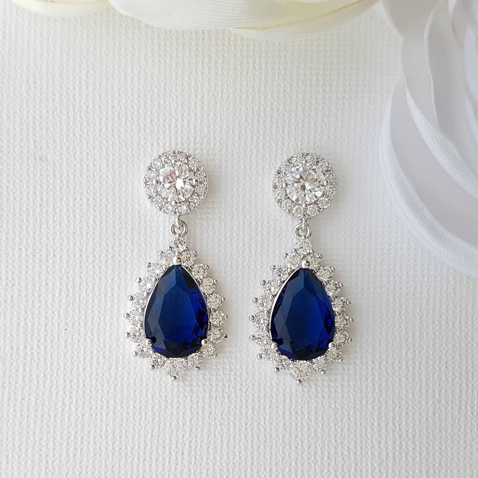 Blue Stone Earrings | Sapphire Blue Earrings for Brides & Bridesmaids –  PoetryDesigns