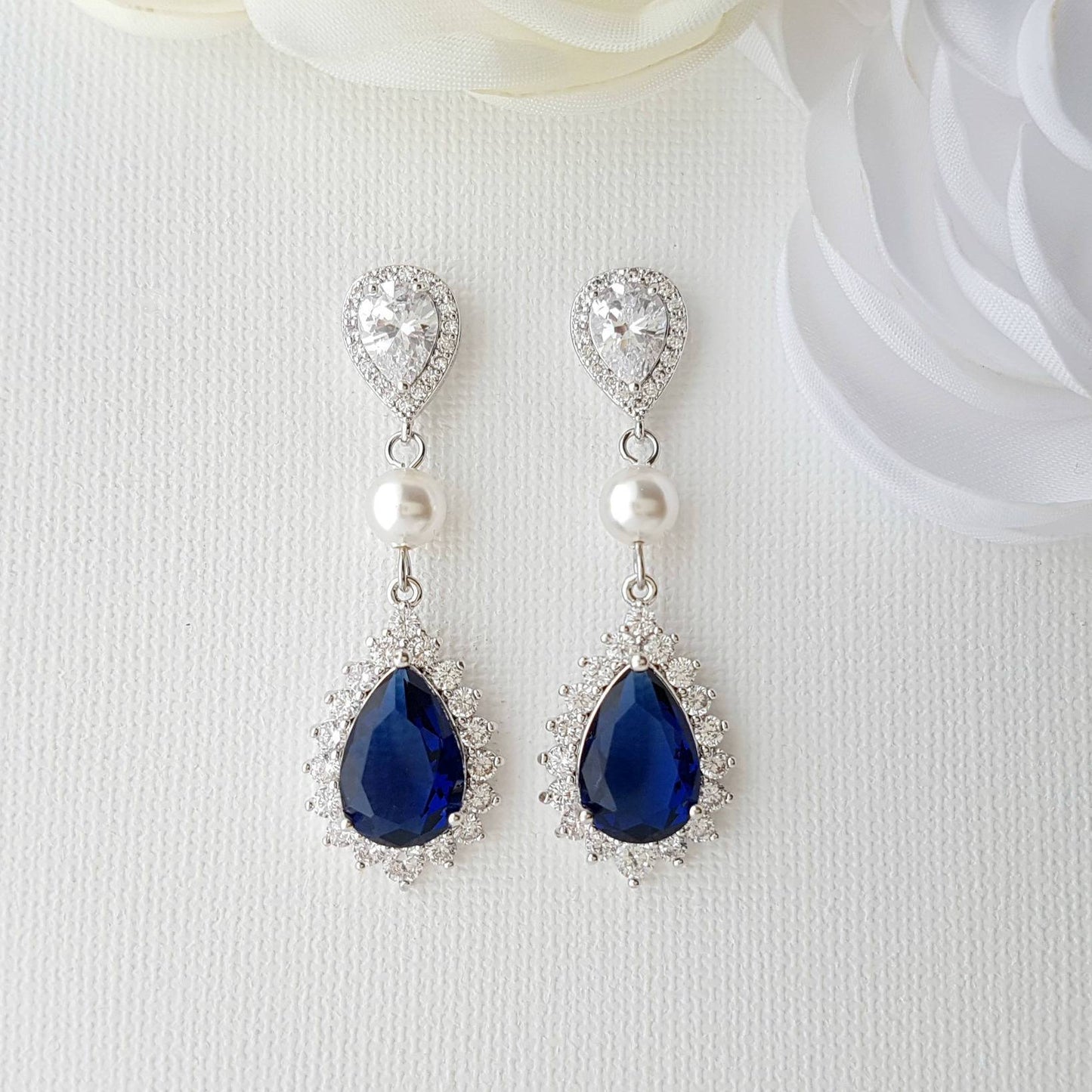 Blue Clip On Earrings-Aoi - PoetryDesigns