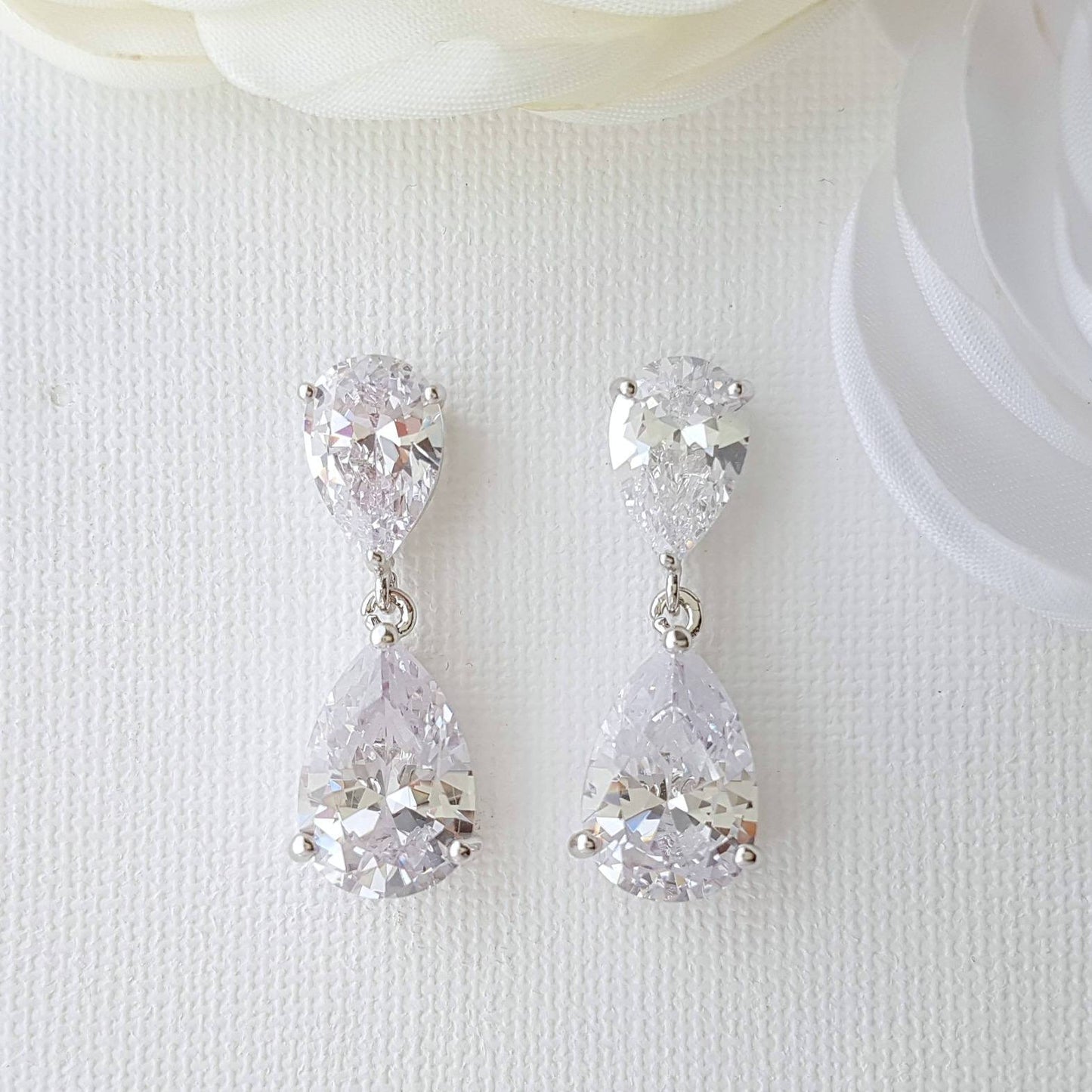Diamante Drop Earrings in Cubic Zirconia