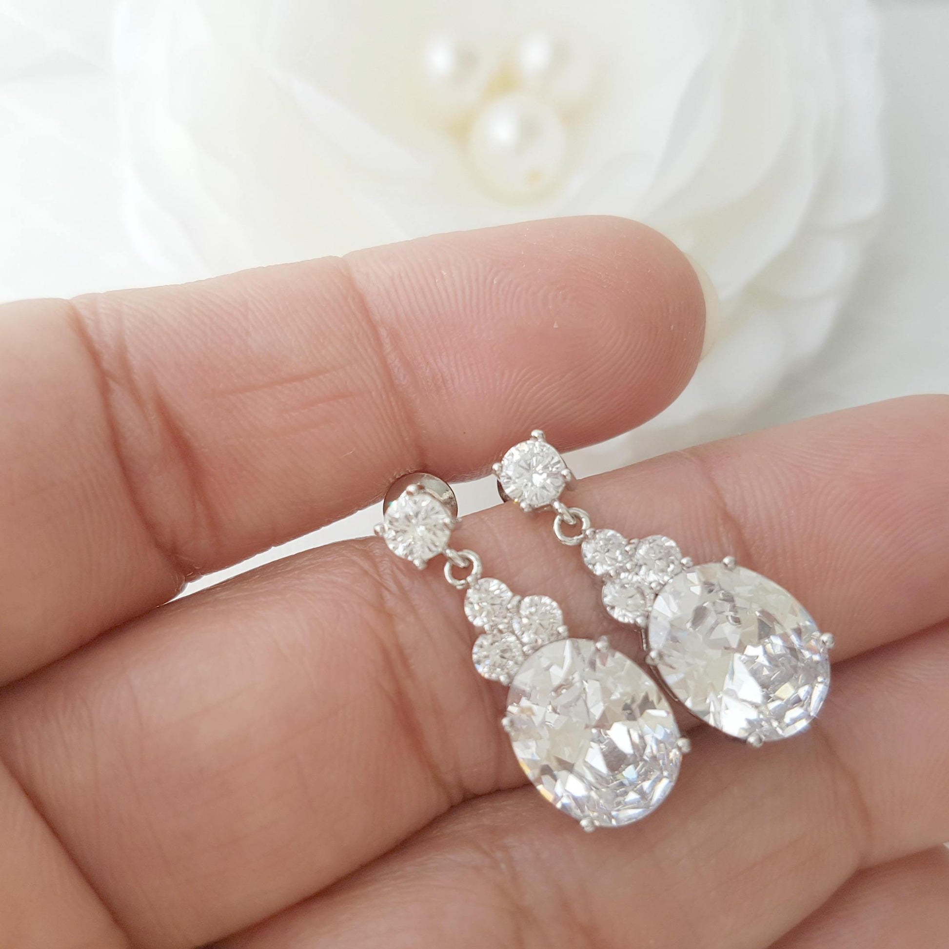 Bridal Earrings, Crystal Bridesmaid Earring, Wedding Earrings, Rose Gold, Gold, Bridal Crystal Earrings. Wedding Jewelry, Misha - PoetryDesigns