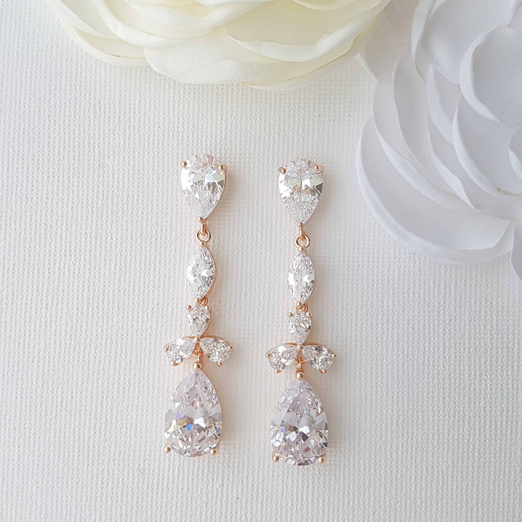 Rose Gold Drop Earrings for Weddings