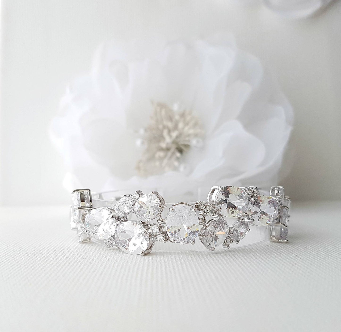 Wedding Crystal Bracelet, Bridal Jewelry, Bridal Bracelet, Rose Gold Bracelet, Gold Wedding Bracelet, Cubic Zirconia Bracelet, Emily - PoetryDesigns