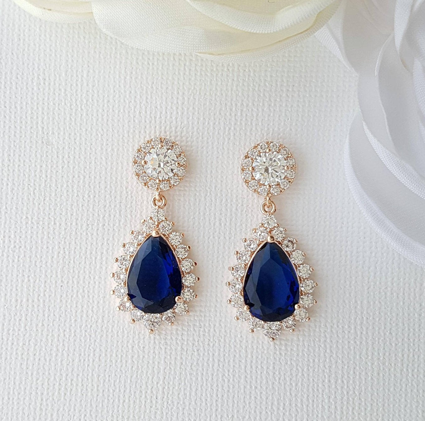 Buy Dark Blue Stone Earrings with Light Blue Stone Edges – Adrisya