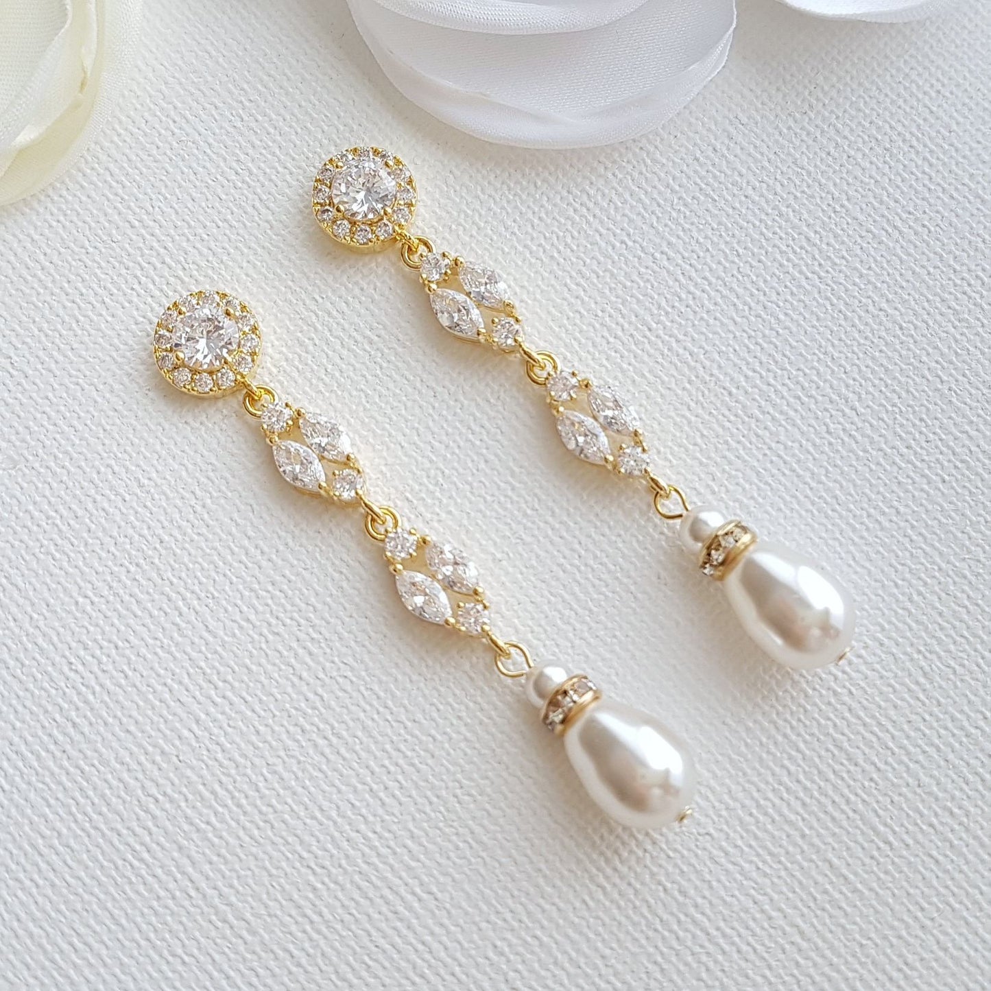 Gold Crystal Earrings-Hayley - PoetryDesigns