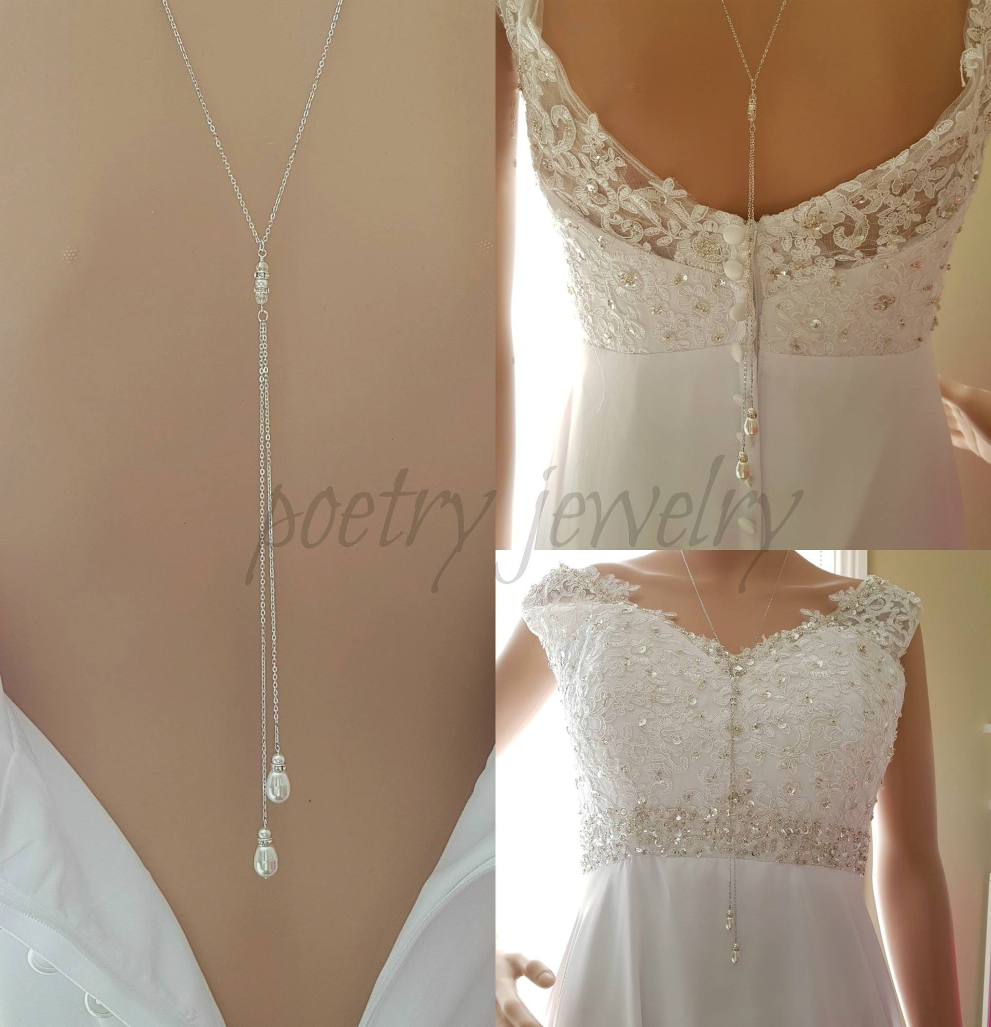 NUZYZ Rhinestone Inlaid Long Drop Bridal Back Necklace Lady Body Chain  Wedding Jewelry - Walmart.com