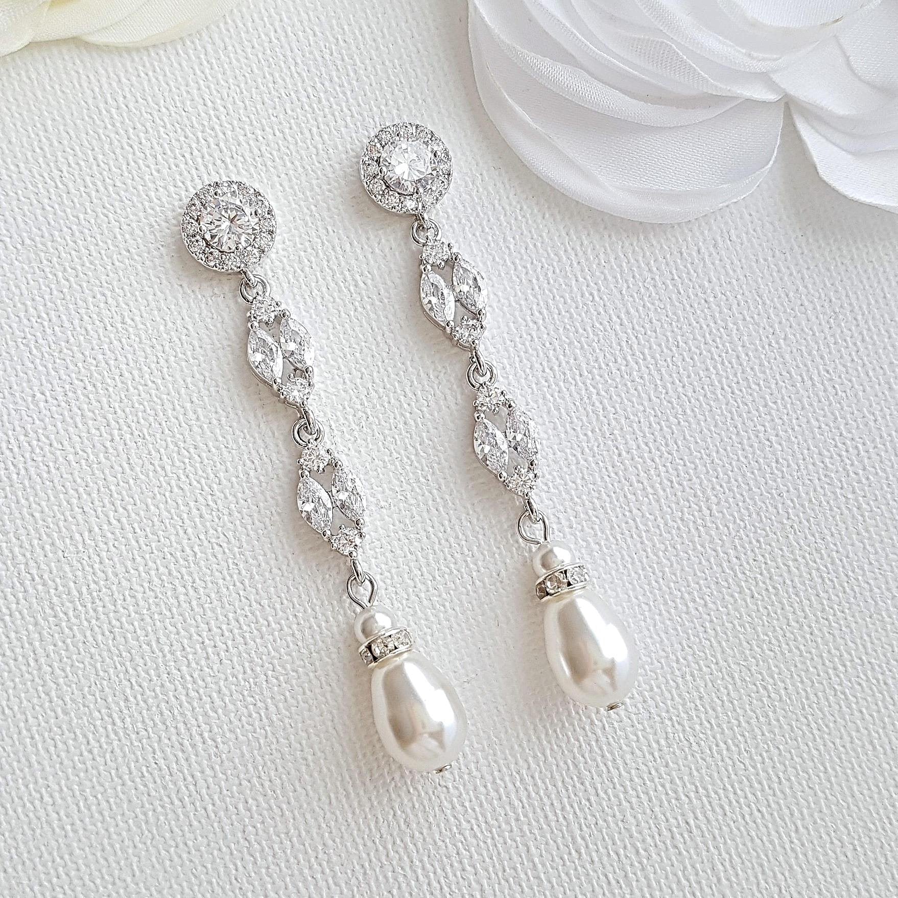 Pearl and Crystal Clip On earrings