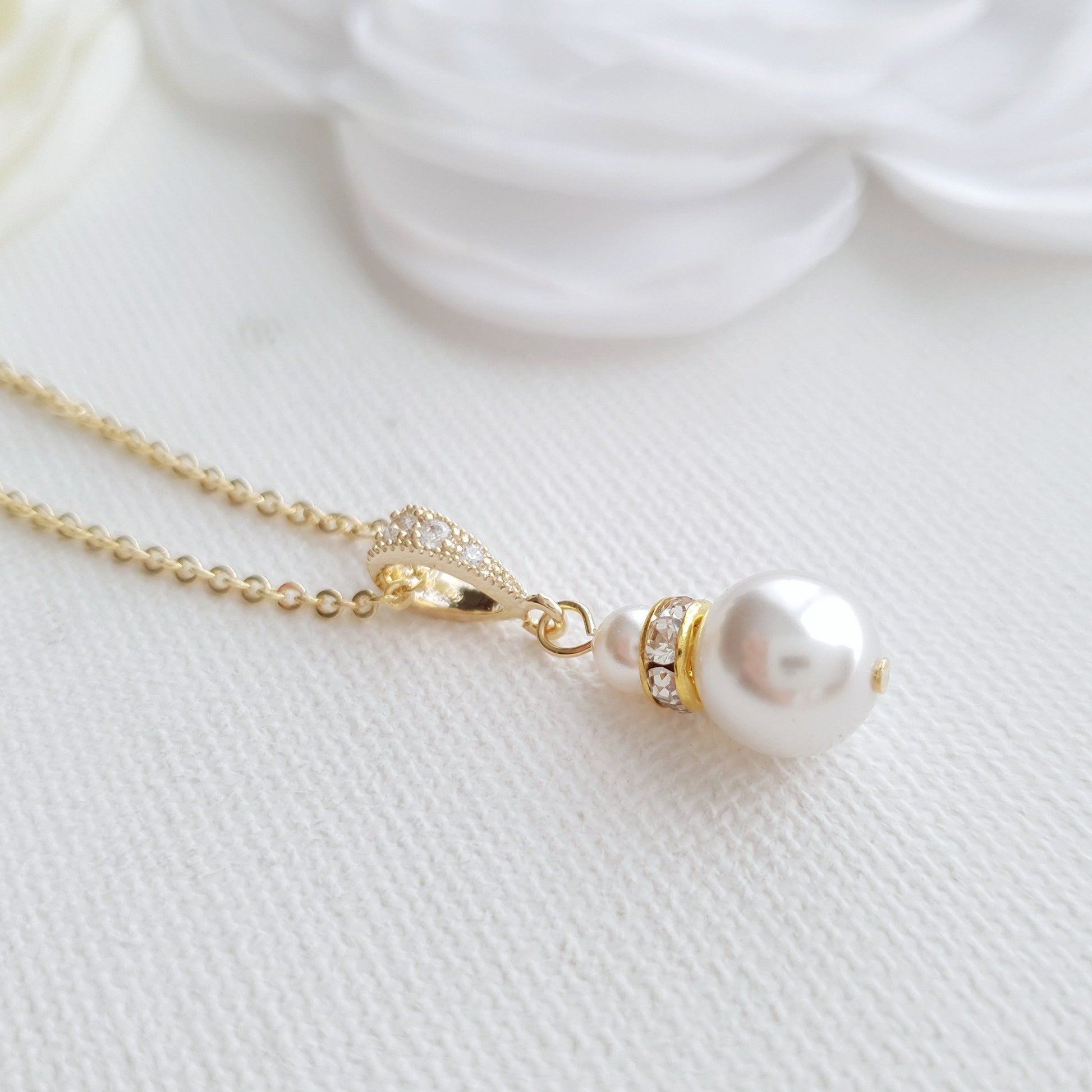 Silver Bridesmaid Pearl Necklace- Ava - PoetryDesigns