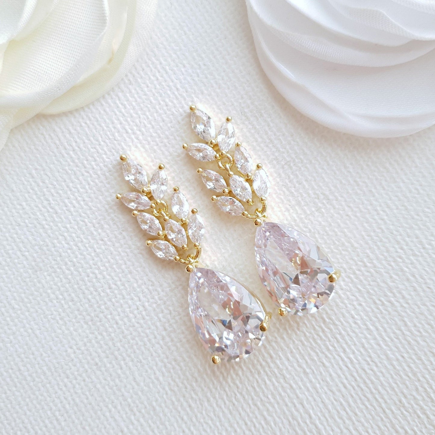 Rose Gold Leaf Earrings-Willow - PoetryDesigns