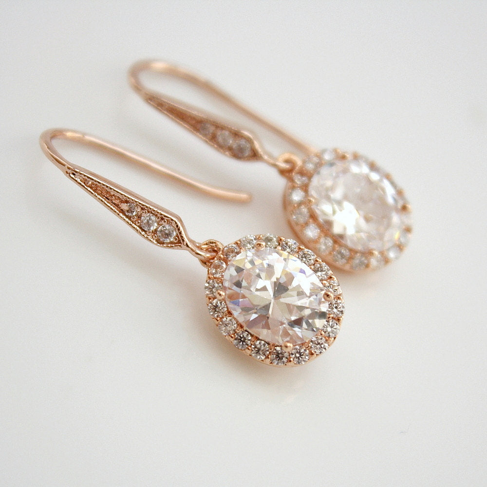 Rose gold Oval Dangle Earrings