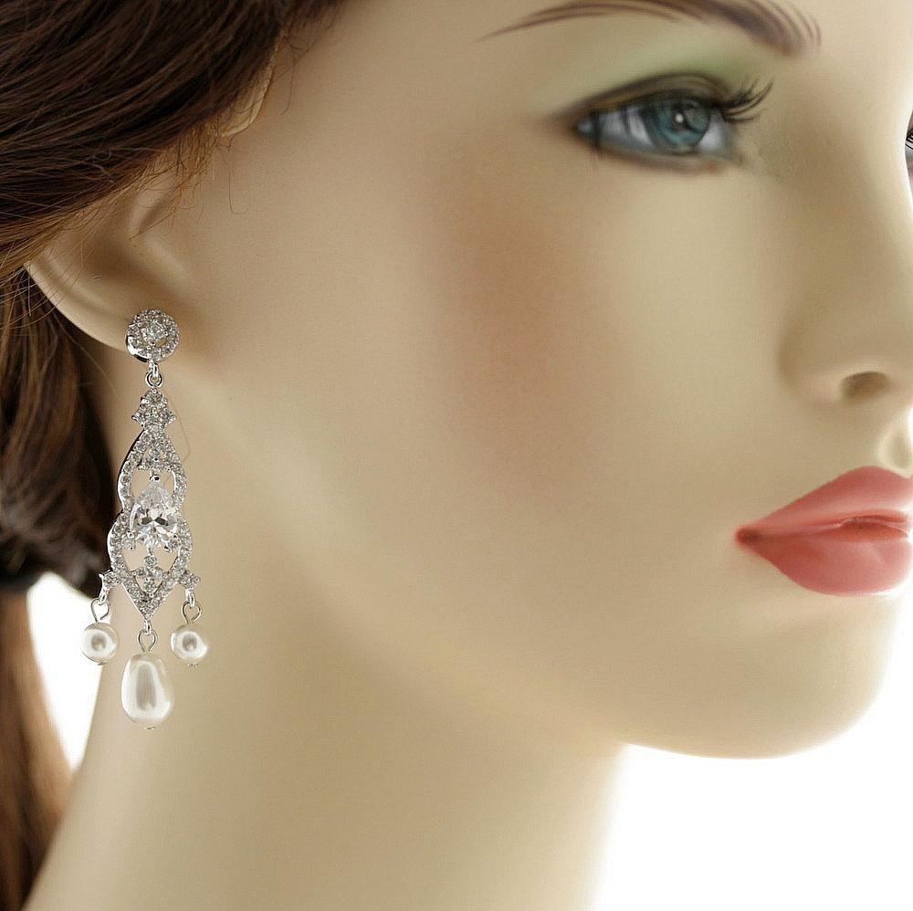 Elegant Bridal Chandelier Earrings-Laura - PoetryDesigns