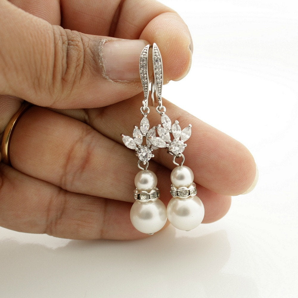 Simple Bridal Earrings- Rosa