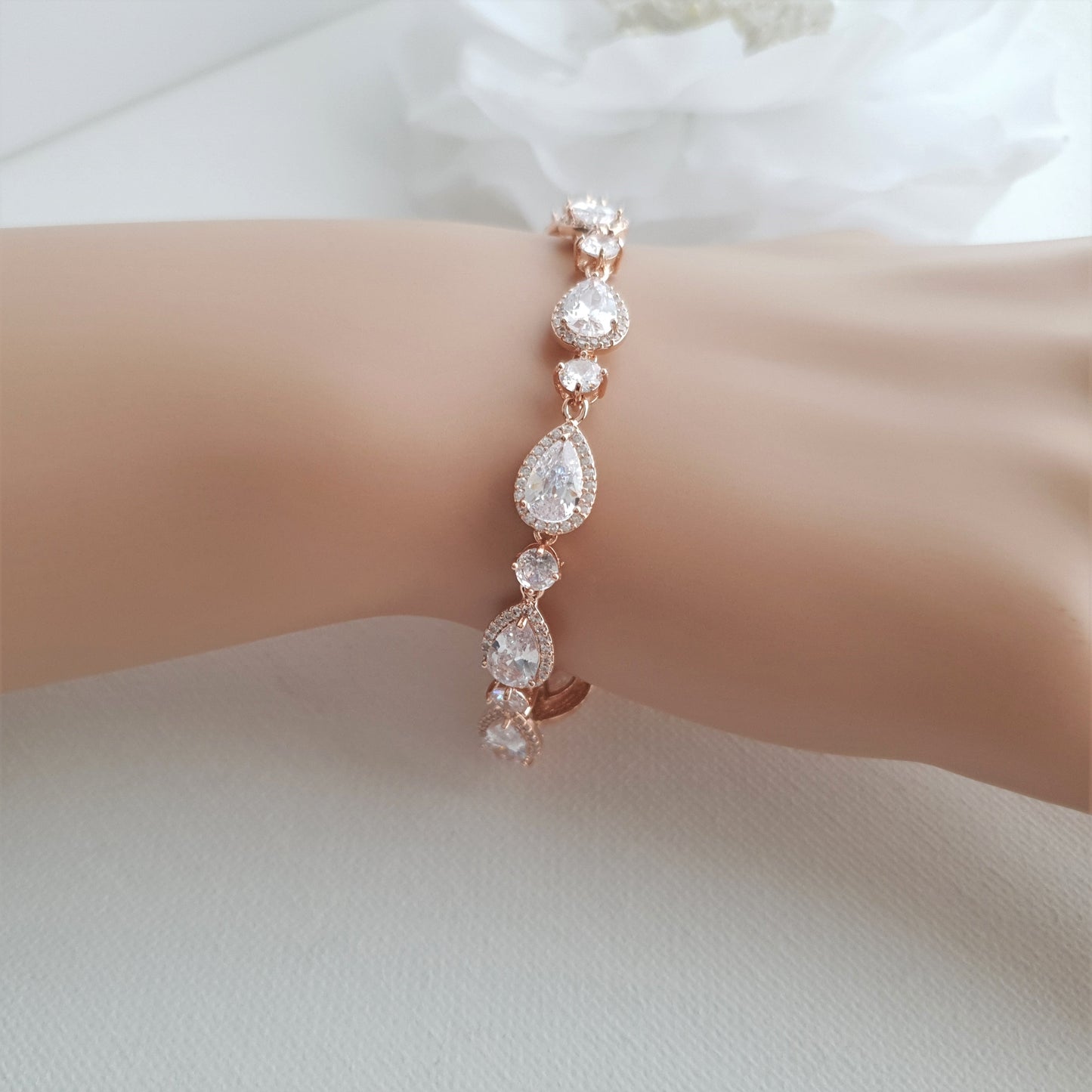 Simple Bridal Jewelry Set with Stud Earrings Necklace Bracelet-Emma