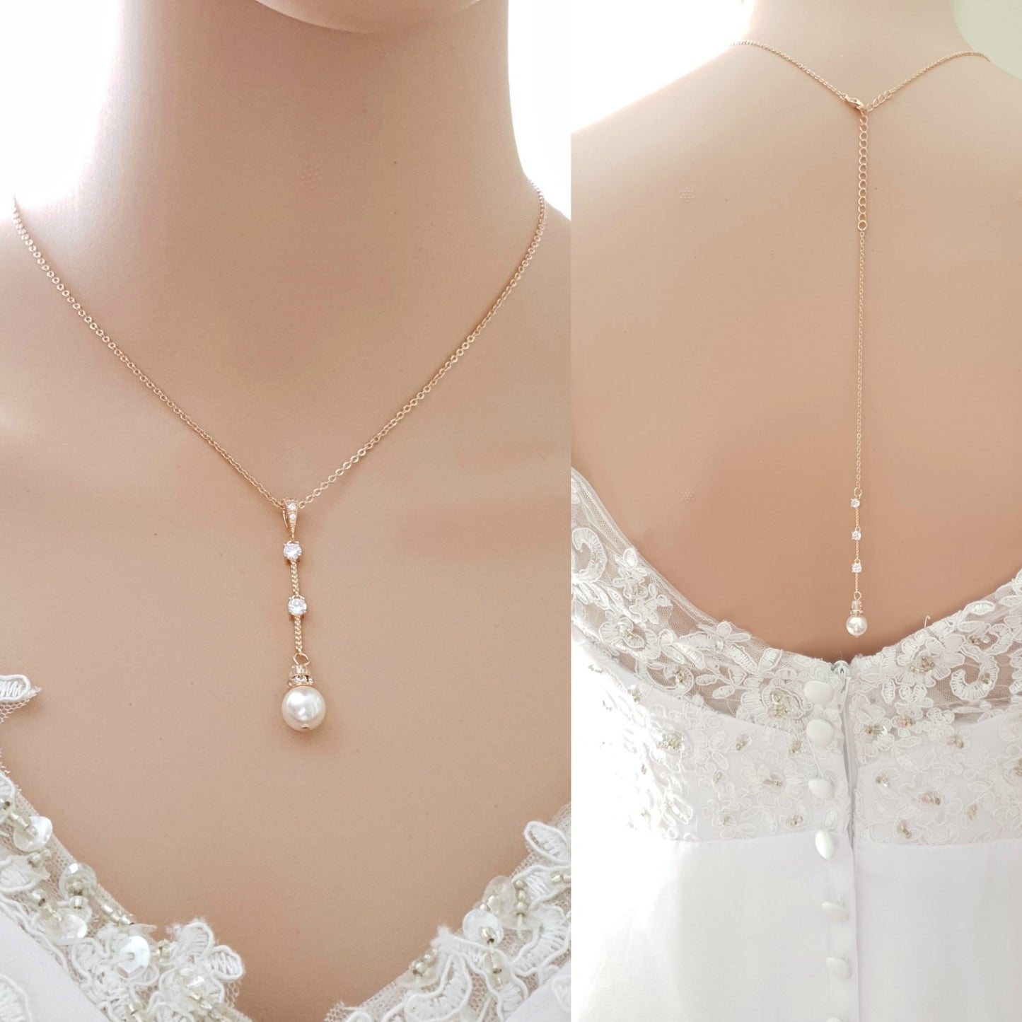 Pearl Drop Wedding Jewelry Set for Bride-Ginger