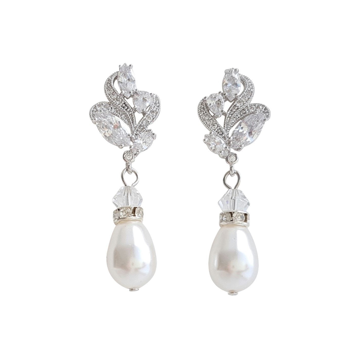 Pearl Drop Earrings (Silver Tone) – LOHO BRIDE